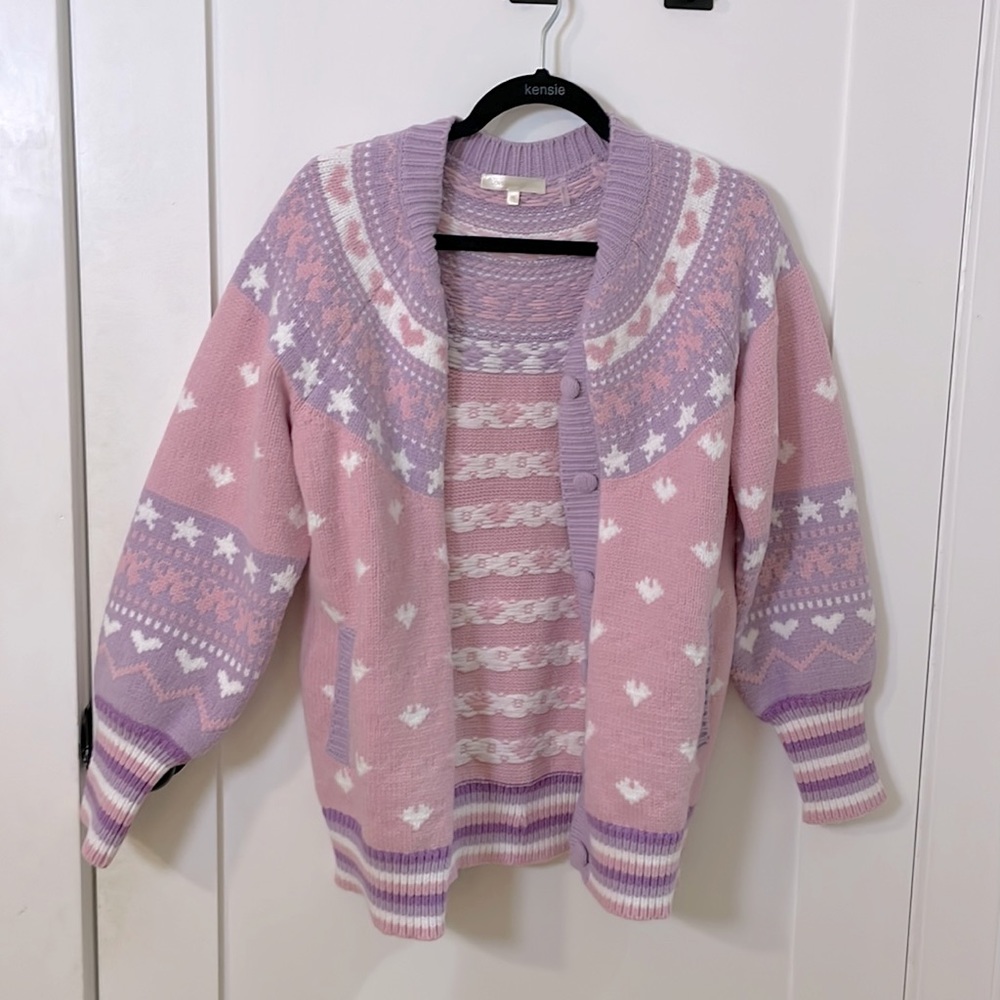 EUC LoveShackFancy varsity style oversized cardigan Size XS - Picture 1 of 4